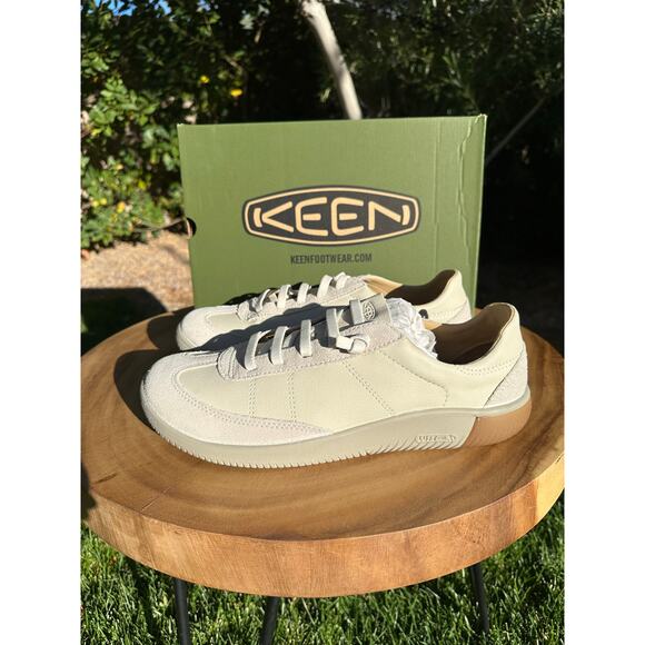 KEEN KNX Mens T-Toe Wide Toe Box Toupe Cream Leather Sneaker Shoe Size 13